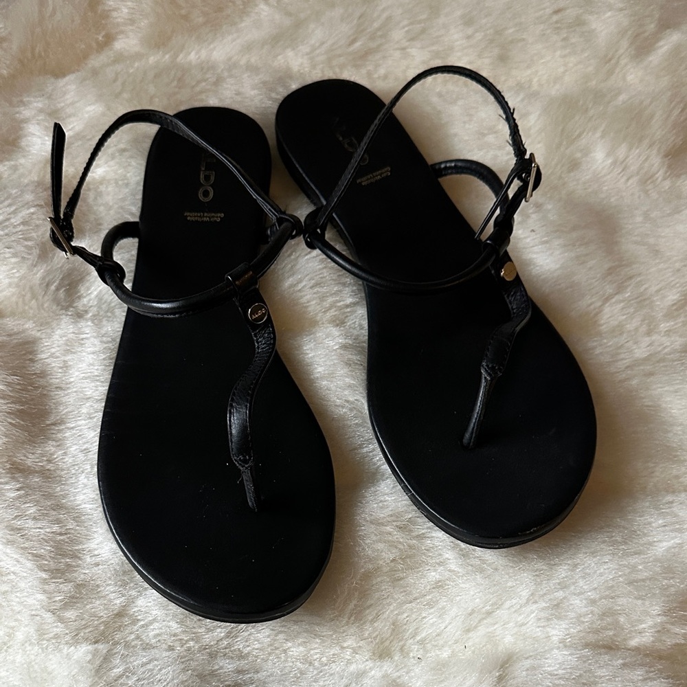 Aldo Black Leather Sandals